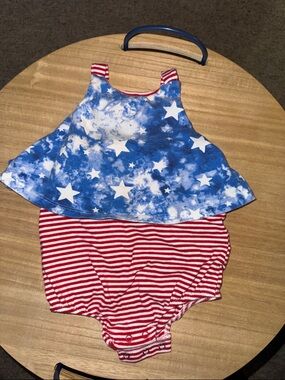 Cat & Jack Red & Blue Star Tie-Dye Stripe One-Piece